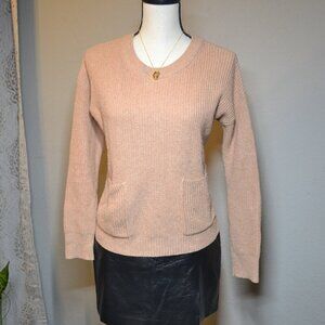 Madewell Pocket Cotton Blend Pullover Sweater Wisteria Beige  Rib Knit Sz XXS